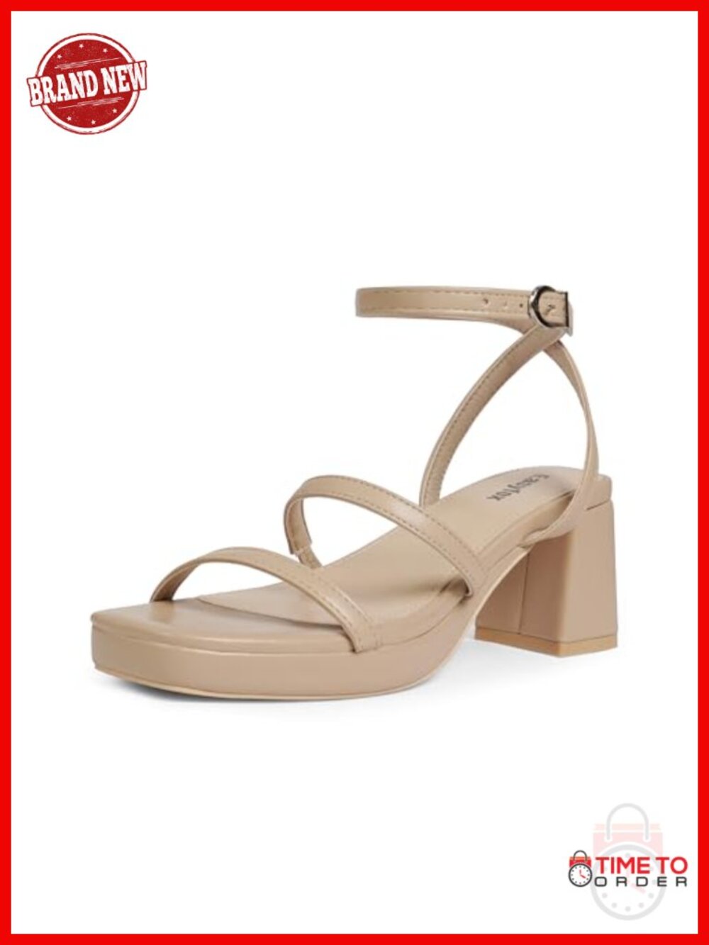 Easyfox Chunky Platform Heels Open Toe Block Heeled Sandals Faux Leather
